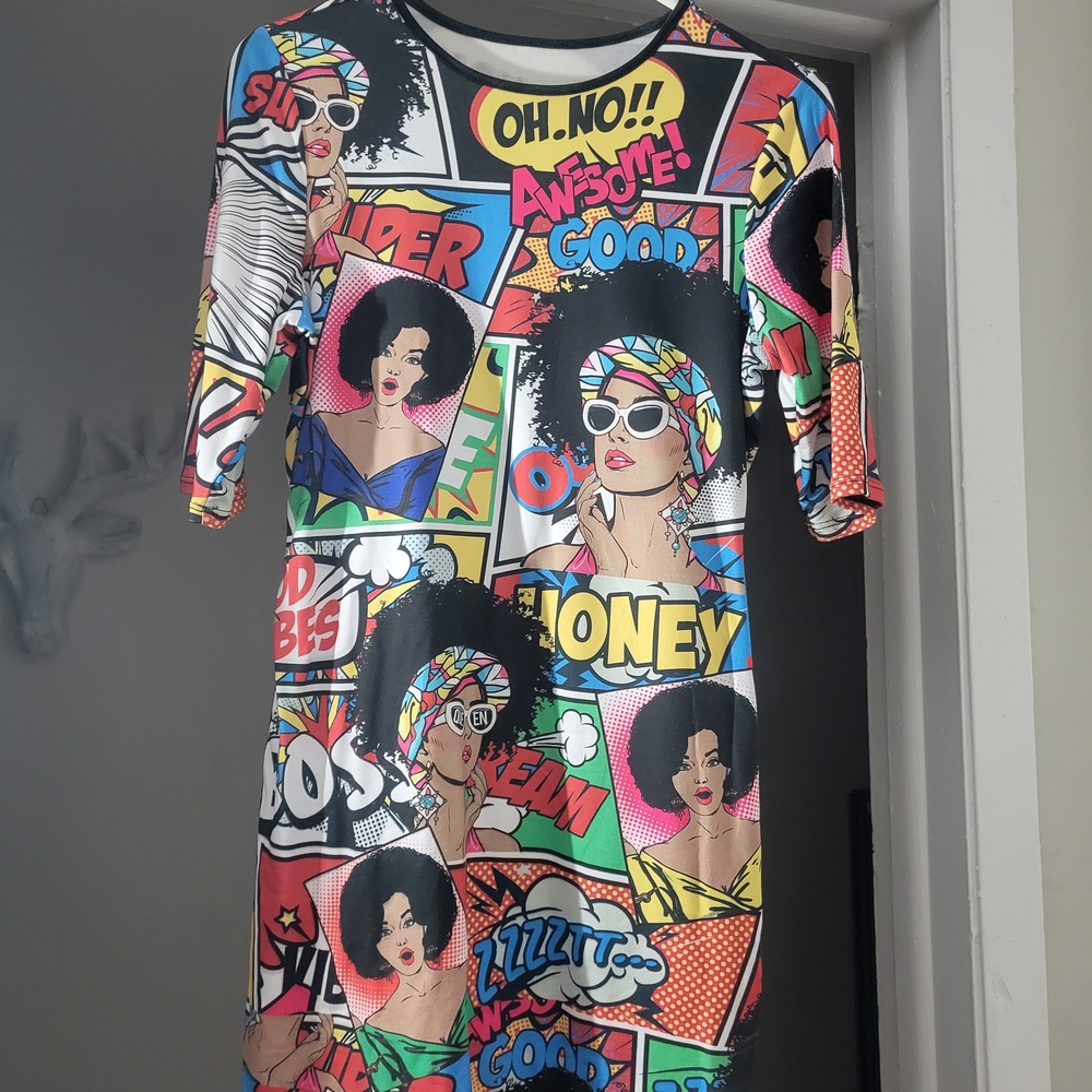 Colorful Comic Print Dress